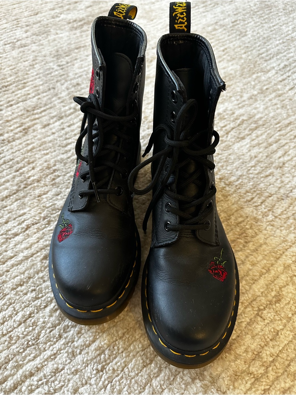 Dr. Martens 1460 Vonda Black Rose Embroidered Combat Boots US 7 - Picture 4 of 7